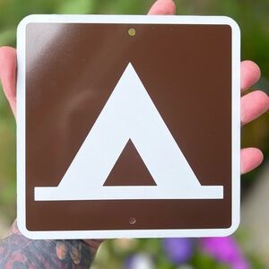 Tent Camping Campground Metal Sign 6”x6”